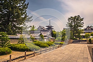Ikaruga - June 03, 2019: The Horyu-Ji, temple in Irakuga, Nara Perfecture, Japan