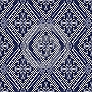 Ikat geometric embroidery seamless on white background pattern. Ethnic Ikat oriental traditional style.