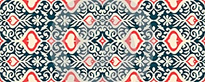 Ikat geometric folklore ornament. Oriental vector damask pattern. photo