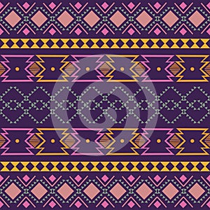 Ikat geometric folklore ornament. Tribal ethnic vector texture. Seamless striped pattern in Aztec style. Figure tribal embroidery photo