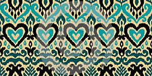 Ikat Ornament Ethnic Vector Seamless Pattern