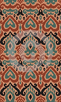 Ikat Ornament Ethnic Vector Seamless Pattern