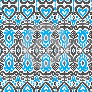 Ikat Ornament Ethnic Vector Seamless Pattern