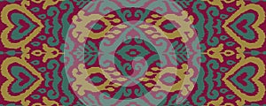 Ikat Ornament Ethnic Vector Seamless Pattern