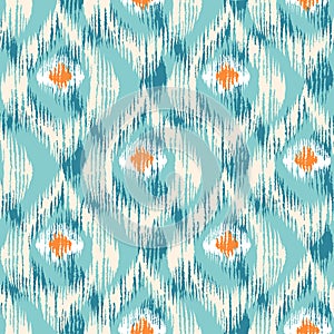Ikat pattern with peacock feathers.