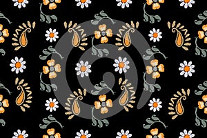 Ikat seamless floral pattern