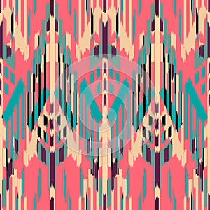 Ikat Seamless Pattern Design. Ethnic fabric. Bohemian fashion