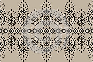 Ikat tribal seamless pattern. Ethnic Aztec fabric carpet boho chevron textile.Geometric African oriental traditional vector.