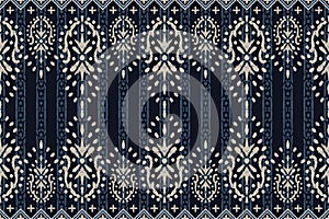 Ikat tribal seamless pattern. Ethnic Aztec fabric carpet boho chevron textile.Geometric African oriental traditional vector.