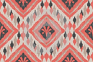 Ikat tribal seamless pattern. Ethnic Aztec fabric carpet boho chevron textile.Geometric African oriental traditional vector.