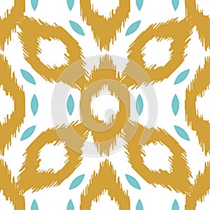 Ikat vector seamless pattern. Abstract geometric