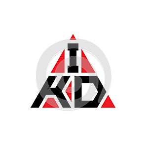 IKD triangle letter logo design with triangle shape. IKD triangle logo design monogram. IKD triangle vector logo template with red