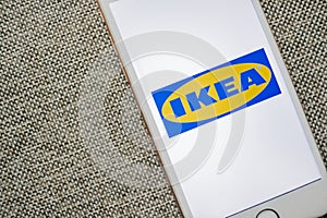 IKEA logo on the smartphone screen.