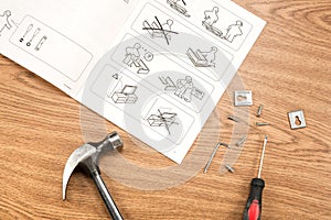 IKEA's instructions for furniture assembling with tools