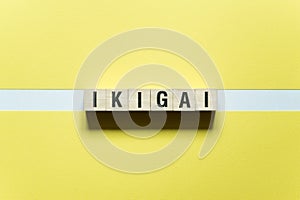 Ikigai word concept on cubes photo