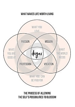 Ikigai work life balance concept, vector