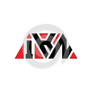 IKN triangle letter logo design with triangle shape. IKN triangle logo design monogram. IKN triangle vector logo template with red