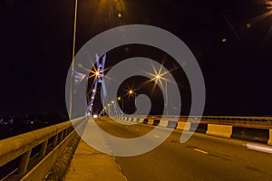 Ikoyi suspension bridge Lagos Nigeria at night.