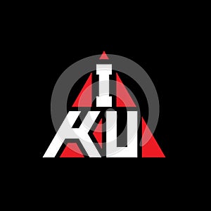 IKU triangle letter logo design with triangle shape. IKU triangle logo design monogram. IKU triangle vector logo template with red