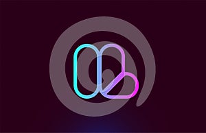 IL I L pink line alphabet letter combination logo icon design