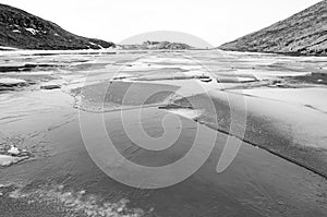 Il lago Scaffaiolo ghiacciato a inizio anno