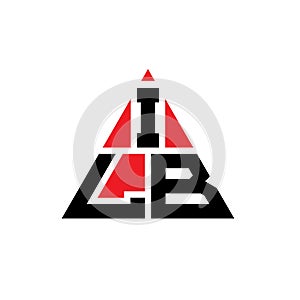 ILB triangle letter logo design with triangle shape. ILB triangle logo design monogram. ILB triangle vector logo template with red