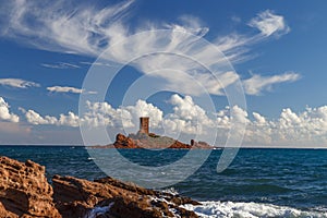 Ile d`Or island, Golden island near the cap Dramont, St.Raphael, French Riviera.