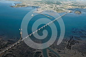 Ile d'Oleron bridge seen from the sky