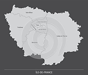 Ile-de-France administrative map photo