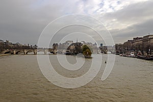 Ile de la Cite as seen from Pont des Arts, Paris, France