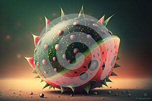 iled, high-definition watermelon model“Whimsical Watermelon: Unreal Engine 5’s Hyper-Detailed, Ultra-Wide Angle Standalone”