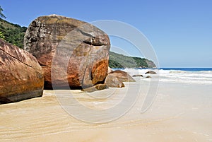 Ilha Grande: Rocks at beach Praia Lopes mendes, Rio de Janeiro state, Brazil