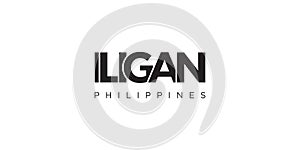 Iligan in the Philippines emblem. The design features a geometric style, vector illustration with bold typography in a modern font