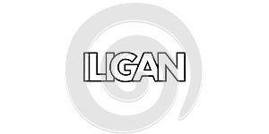 Iligan in the Philippines emblem. The design features a geometric style, vector illustration with bold typography in a modern font