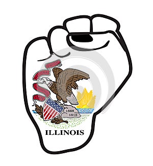 Ilinois State Flag Power Fist