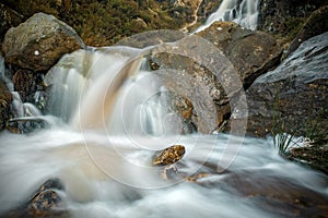 Ilkley Moor, close-up of waterfall, UK