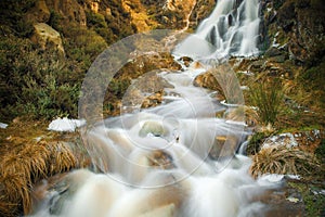Ilkley Moor waterfall, UK photo