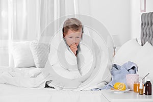 Ill boy suffering from cough