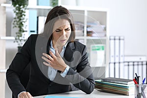 Ill executive suffocating at night in the office