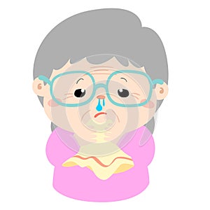 Ill grandmother runny nose cartoon photo