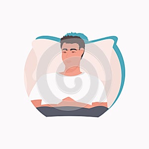 Ill man patient lying on bed in hospital medicine health care concept portrait