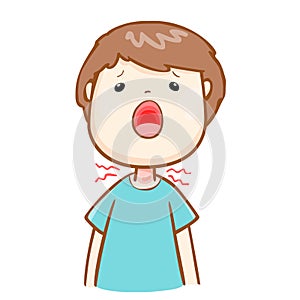 Ill man sore throat cartoon