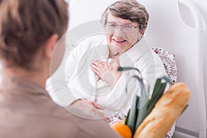 Ill woman having family support