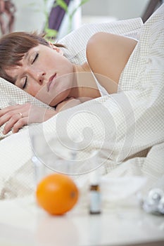 Ill woman sleeping