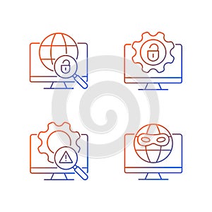 Illegal activities detection gradient linear vector icons set