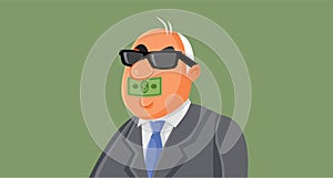 Corrupt Politician Being Silenced by Money Vector Cartoon Illustration