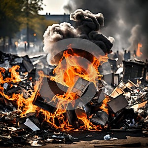 Illegal burning of trash - ai generated image