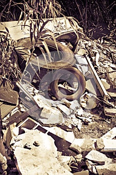 Illegal dumping: education and rudeness concept photo