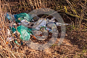 Illegal garbage disposal at the edge of the field