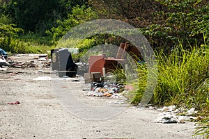 Illegal rubbish dumping area